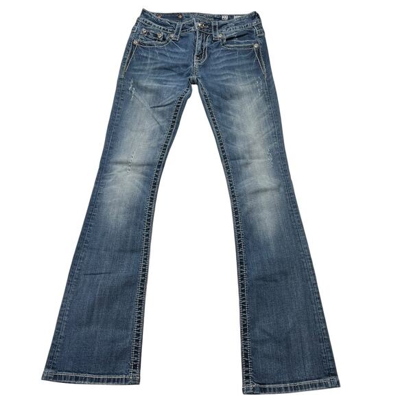 Miss‎ Me Jeans Bootcut JP5908BV Embellished Bling Flap Pocket Women's 27 Denim - Picture 2 of 14